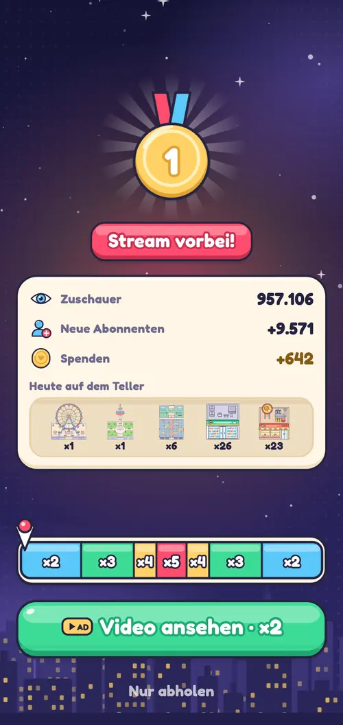 Der Stream-Bericht mit Zuschauern, Spenden und Platzierung
